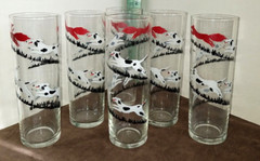 Set Of 6 Vintage Libbey TALLY HO Fox & Hound Hunt Tom Collins Mint Julep Glasses