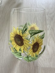 SET – Portmeirion Botanic Garden Hydrangea, Poppy Stemless Wine Glass 5″ tall
