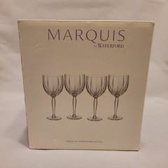 Waterford Marquis Omega All Purpose Crystal Wine Glasses 8.5″ H Original Box