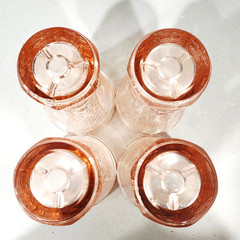 4 Indiana Recollection Pink Depression Glasses Scroll Design 14 oz Flat Tumbler