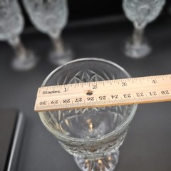 4 Libbey Hobstar Glasses Water Wine Goblets Vintage Heavy 7″