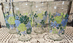 Set of 4 MCM Vintage Grape Vine Jelly Jar Drinking Glasses Anchor Hocking 14 oz