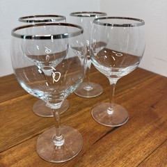 Lenox Weatherly Crystal Wine Glass with Platinum Rim Set 4 6 1/8″ Tall