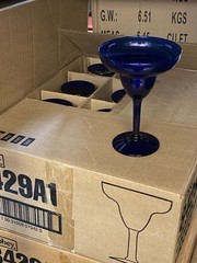 Vtg Set Twelve, 12,1 Dozen Libbey Deep Cobalt Blue Margarita Glasses 8oz Barware