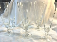 MCM 6 Atomic Starburst Pilsner Drinking Glasses Vintage Etched Glass