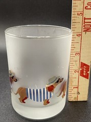 Culver Frosted Drink Lowball Glass Dachshund Summer Fedora & Sailor Dogs
