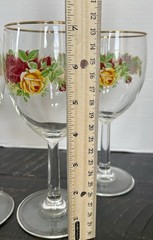 4 Royal Albert Old Country Roses Wine Glasses All Purpose Goblets 7 1/4″