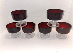 Luminarc Cavalier Ruby Red CristalD’Arques Sherbet Arcoroc Glasses Lot of 6