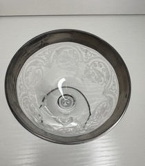 Vintage Etched Sherry Cordial Glasses Floral Silver Rim Cocktail Stemware Set