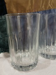Vintage Crisa Glass 10oz Tumblers Set of 3 Libbey Clear Ribbed Glasses Barware