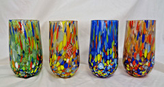 Set of 4 Beautiful CC Zecchin Murano Italy Millefiori Glass Highball Glasses