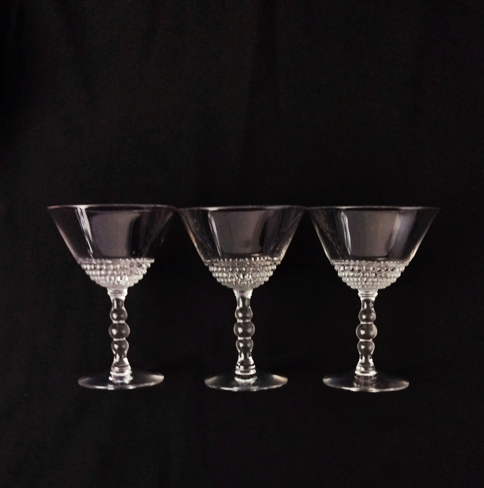 Duncan Miller Teardrop pattern Clear Glass – 3 Cocktail Glasses