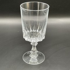 Vintage Crystal Water Goblet Clear Stemmed Glass Faceted Stem 6.5” Unmarked