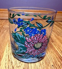 International Tableworks Terrace Blossoms (4) Double Old Fashioned Glasses EUC