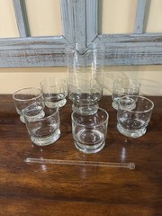 Vintage Princess House ~ Cocktail Martini Set #407 Mixer 6 Glasses & Stirrer
