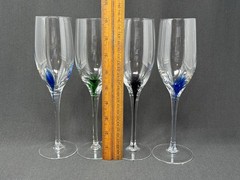 Pier 1 Multicolor Teardrop Champagne & Wine Glasses