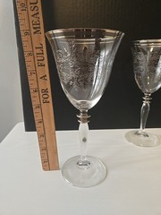 Crystal Etched Wine Goblets Set Of 4 Long Stem Silver Rim Wine Enthusiast
