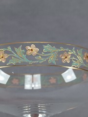 Antique Bohemian Hand Enameled Red Floral & Gold Border Champagne Glass