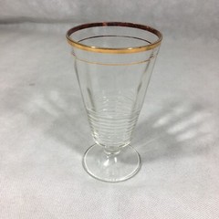 Gold Rimmed Clear Glass Lot of 6 Wine Glasses & Goblets Iced Tea 6-5/8″ Ribbed