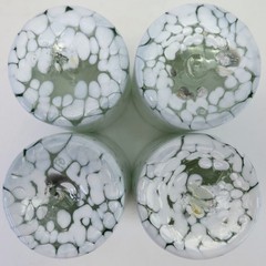 4 Jalisco Pottery Barn Style White Tortoise Hand Blown White Confetti Glasses