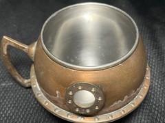 Vintage Reyka Vodka Copper Nautical Ship Porthole Cup Mug with Handle