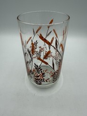 Vintage Libbey Orange Cattail Water Glass Tumbler Retro 1970s Barware MCM