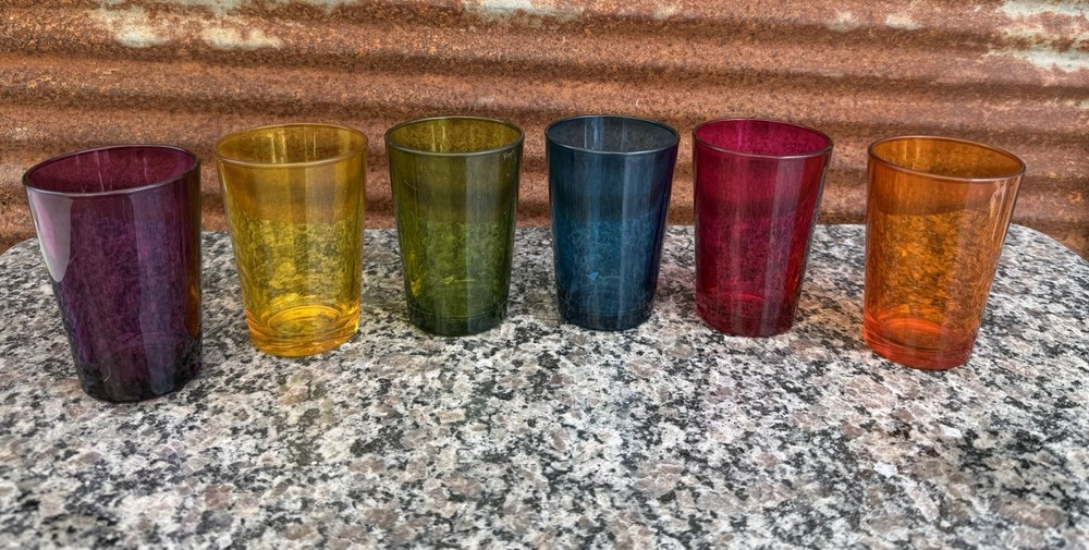 British Colour Standard Handmade Glass Tumblers Multi-Color Rainbow Set of 6