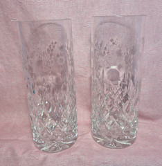 Pair Vintage Rogaska Gallia Crystal 7.25″ Tall Collins Highball Tumblers Etched
