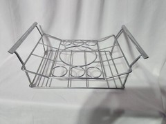 MCM Vitreon Queen’s Lusterware Silver Fade Bar Set w/ Chrome Rack