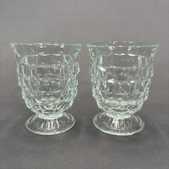 Indiana Colony Whitehall Clear Footed Tumbler Glass 4 1/4″ Set of 2 Cubist
