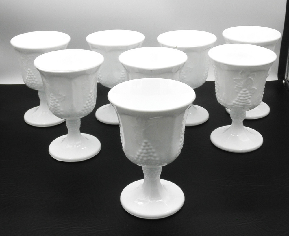 Harvest Milk Glass by Colony Pattern COLHAR 8 oz. Water Goblets Set of 8