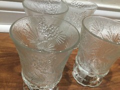 Set Of 4 Vintage Tiara Ponderosa Pine Clear Wine Goblets 4.5» mint