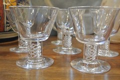Steuben Crystal – 6 Air Twist Cocktail Wine Glasses 8011 Signed
