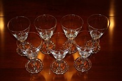 Fostoria Colonial Dame Clear Blown Glass Water Goblets Swirl Stem Set of 7