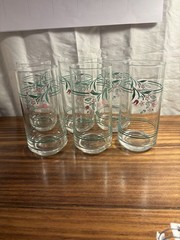 Corelle Rosemarie Flower Pattern Glasses 16 Oz. Lot Of 6