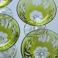 Nachtmann Traube Crystal Glasses Green Grape & Leaf Fine Bavarian Crystal (4)
