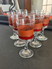 8 Vintage MCM Libbey Brandy Wine Stemmed Goblets Brown Maroon Gold Bands 8oz