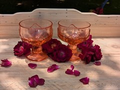 Two Lovely Tiffan Franciscan Orange/Pink Goblets: Perfect for Backyard Summer!