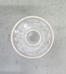 Vintage Libbey MCM Frosted White Lace Floral Glasses 5.5” Gold Rimmed