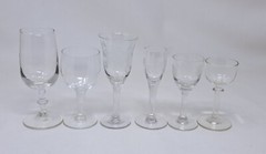 Vintage Mixed Lot 6 Footed Cordial Liquor Glasses MIS MATCHED Stemmed Clear