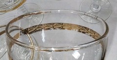 Libbey 22K Vtg Etched Gold-Trimmed Glass Goblets (31) Misc Designs/Style #3700-4
