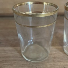 4 Federal Glass Shot Glasses Gold Bands Mid Century Modern MCM