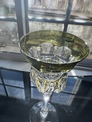Vintage Nachtmann Lime Green Cut To Clear Wine Glass