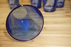 Hazel Atlas Ships Blue w/Dirty White Sails (7) Flat Iced Tea Glasses, 4 7/8″ (B2