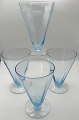 Vintage Translucent Blue Paneled Glasses Footed Fruits Desserts Cordials Spirits