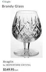 Vtg Set of 4 WATERFORD CRYSTAL Araglin Pattern Brandy Snifters Glasses IRELAND