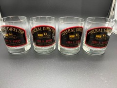 Funeral Director , John B. Brown, ROCKS (4) Glasses by Houze Glass Co RARE!