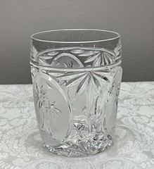 Saks Fifth Avenue Signed Double Old Fashion Whiskey Tumbler Glass Palm Trees