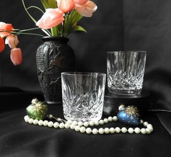Vtg 2 Waterford Crystal Rocks Glasses|Lismore Tumblers Double Old Fashion