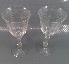 Vintage Fostoria Navarre Meadow Rose Wine Water Iced Tea Glasses Stems Crystal